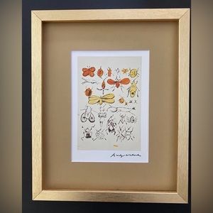 **SOLD** ANDY WARHOL | INSECTS SIGNED VINTAGE PRINT MATTED AND FRAMED 1954